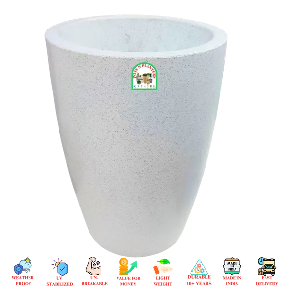 White_Marble_Fibre_Curve_Tower_Pot_-_With_Italian_Design_And_Marble_Finish_(_12_Inch_Dia_X_18_Inch_Height_)