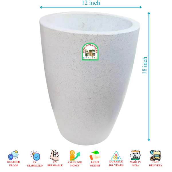 White_Marble_Fibre_Curve_Tower_Pot_-_With_Italian_Design_And_Marble_Finish_(_12_Inch_Dia_X_18_Inch_Height_)