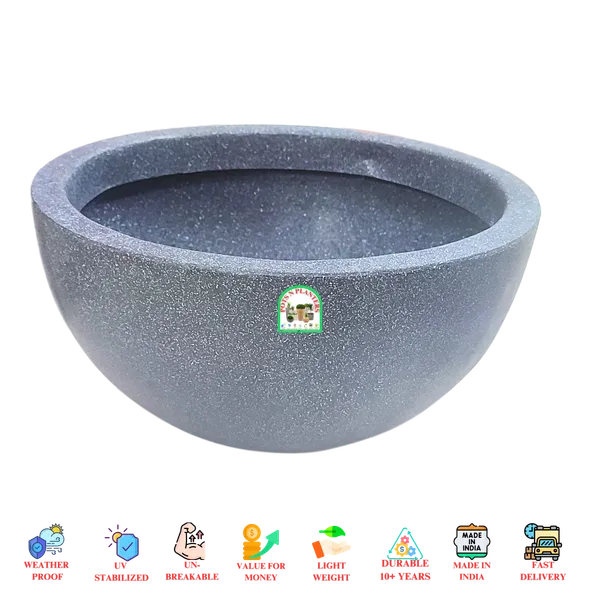 Grey_Marble_Fibre_Hemi_Spherical_Pot_With_Shallow_Height_(_14_Inch_X_7_Inch_)