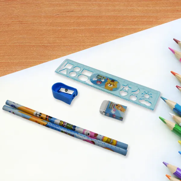 Multicolor_Stationery_Kit_For_Kids_(2_Pencil,_1_Scale,_1_Notebook,1_Sharpener,_1_Eraser_&_With_Zip_Bag)_(6_Pcs)