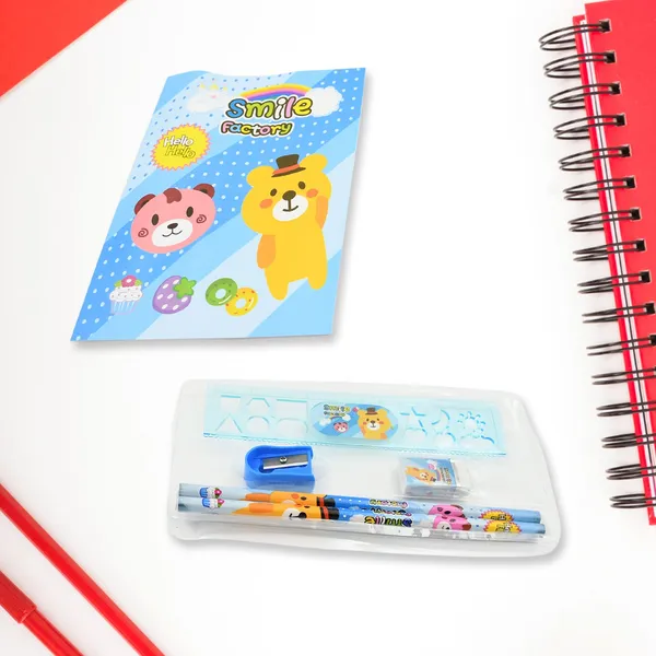 Multicolor_Stationery_Kit_For_Kids_(2_Pencil,_1_Scale,_1_Notebook,1_Sharpener,_1_Eraser_&_With_Zip_Bag)_(6_Pcs)