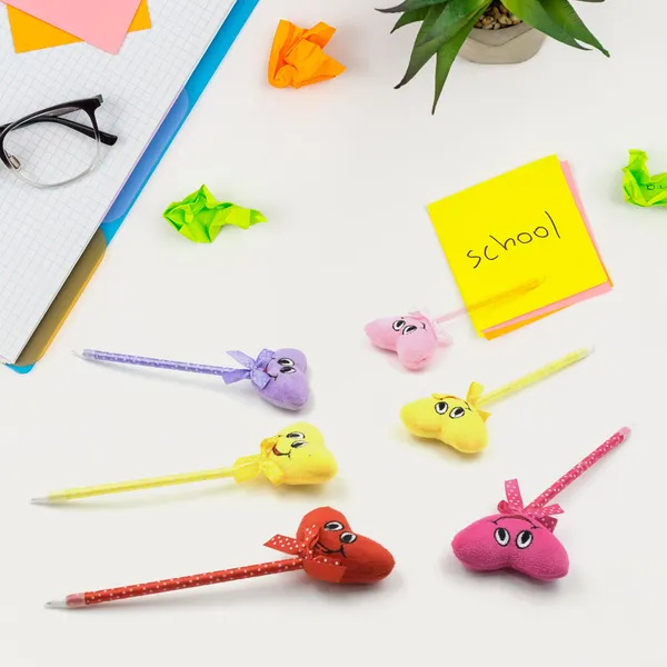 Multicolor_Cute_Cartoon_Shape_&_Heart_Design_Fancy_Writting_Pen_(12_Pcs)