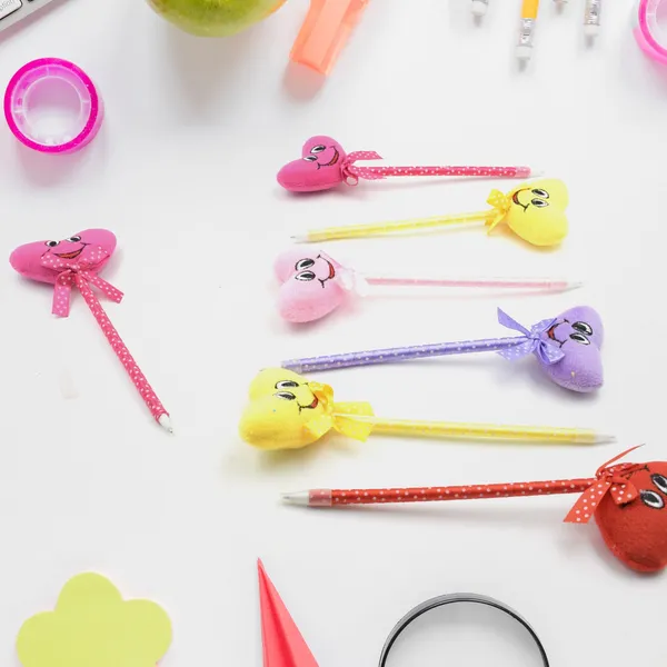 Multicolor_Cute_Cartoon_Shape_&_Heart_Design_Fancy_Writting_Pen_(12_Pcs)
