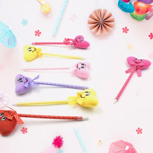 Multicolor_Cute_Cartoon_Shape_&_Heart_Design_Fancy_Writting_Pen_(12_Pcs)