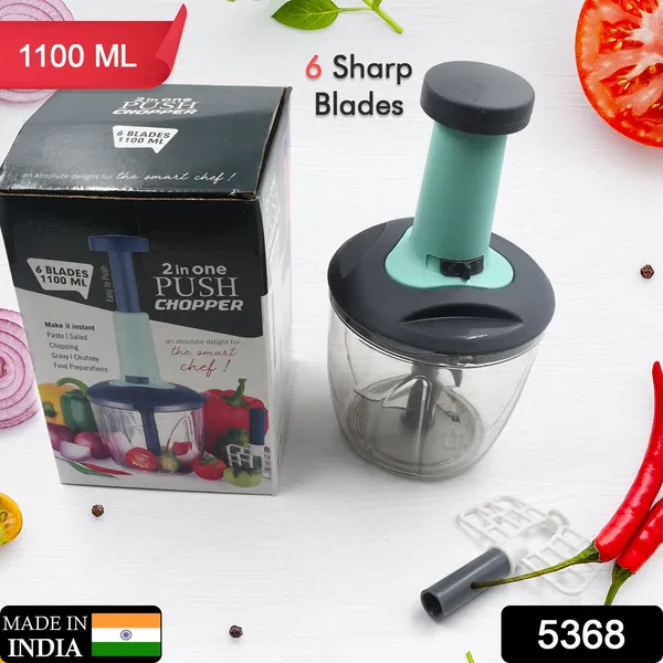 Multicolor_2_In_1_Push_Up_Chopper_With_Blender_Affixed_With_6_Sharp_Blade_(1100_Ml)