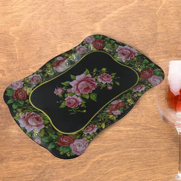 Multicolor_Stainless_Steel_Serving_Tray_With_Flower_Printed_Rectangle_Premium_Dining_Table_Plate_(18_X_8.5_Inch)_(1_Pc)