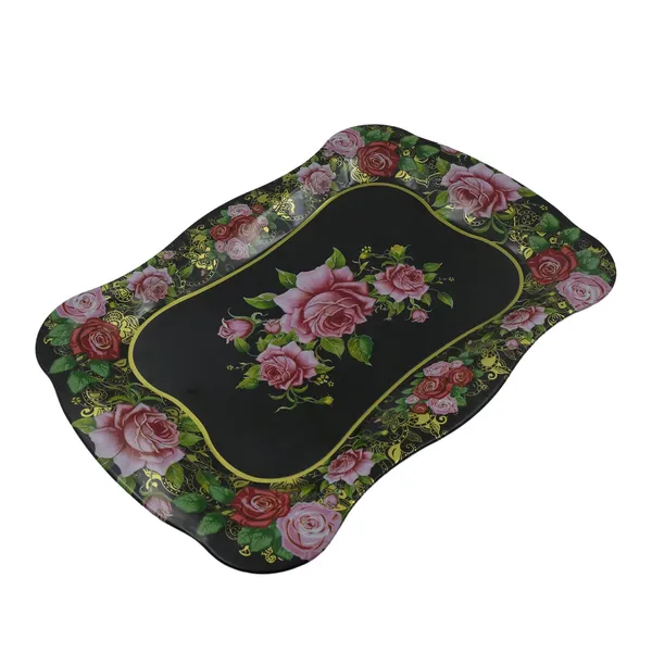 Multicolor_Stainless_Steel_Serving_Tray_With_Flower_Printed_Rectangle_Premium_Dining_Table_Plate_(18_X_8.5_Inch)_(1_Pc)