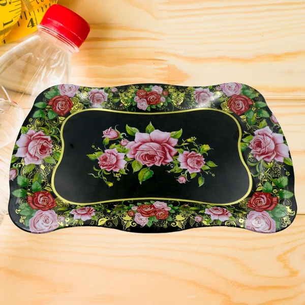 Multicolor_Stainless_Steel_Serving_Tray_With_Flower_Printed_Rectangle_Premium_Dining_Table_Plate_(18_X_8.5_Inch)_(1_Pc)
