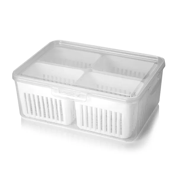 White_Fridge_Container_For_Vegetable_Storage_|_4_Grid_Fridge_Storage_Box