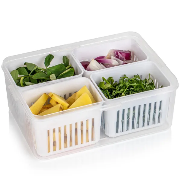 White_Fridge_Container_For_Vegetable_Storage_|_4_Grid_Fridge_Storage_Box