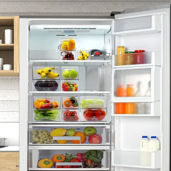 Multicolor_Plastic_Stackable_Fridge_Organizers_With_Handle_(Set_Of_2)