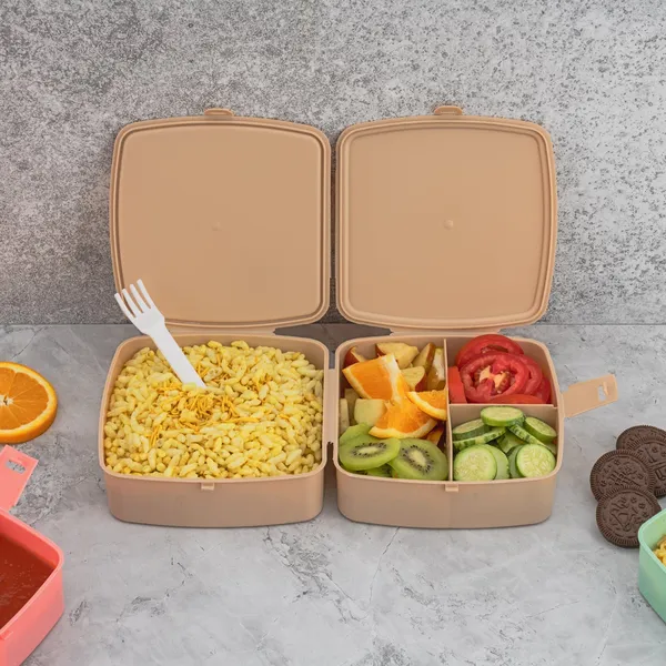Multicolor_Plastic_Double-Layer_Square_4_Compartment_Tiffin_&_Push_Lock_With_Spoon