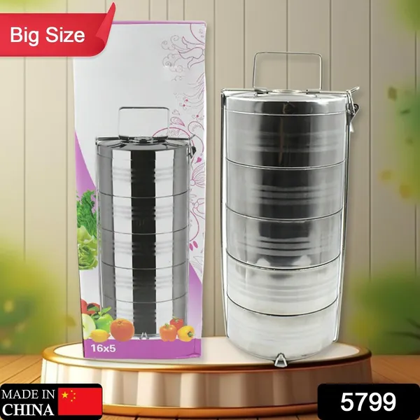 Multicolor_Stainless_Steel_Leakproof_5_Compartment_Round_Lunch_Box_(16X5_Inch)