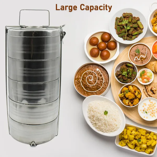 Multicolor_Stainless_Steel_Leakproof_5_Compartment_Round_Lunch_Box_(16X5_Inch)