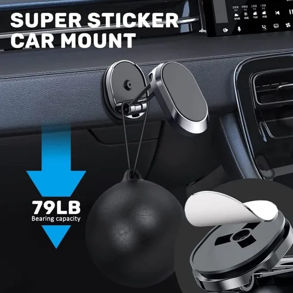 Silver_Magnetic_Car_Phone_Holder_|_360_Degree_Rotating