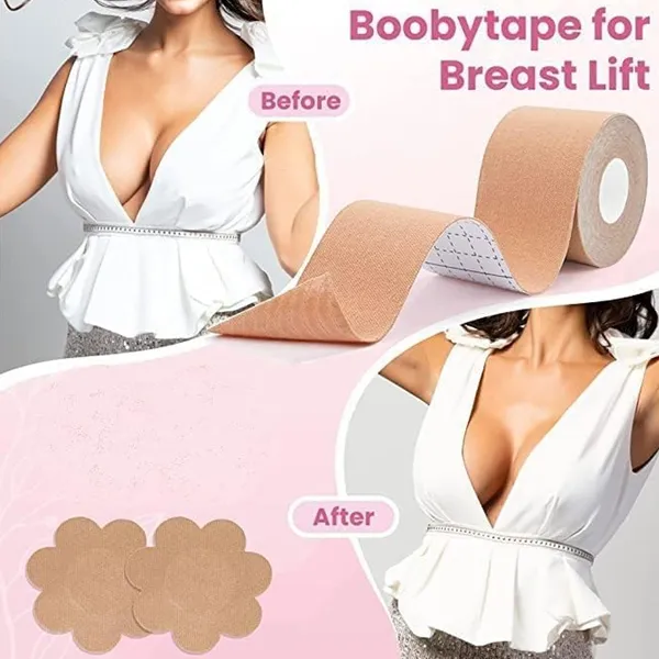 Multicolor_Cotton,_Breathable,_Lift_&_Support_Boob_Tape_With_Nipple_Covers_(5_Mtr)_(10_Pairs)