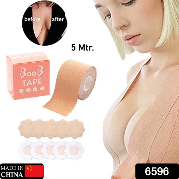 Multicolor_Cotton,_Breathable,_Lift_&_Support_Boob_Tape_With_Nipple_Covers_(5_Mtr)_(10_Pairs)
