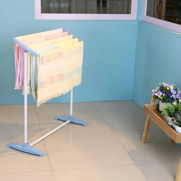 Multicolor_Multi-Functional_Stainless_Steel_And_Plastic_Single_Tier_Mobile_Towel_Foldable_Rack_For_Cloth_And_Towel