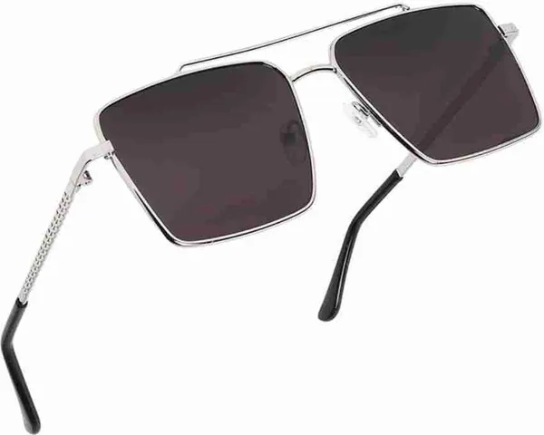 Silver_Metal_Rectangular_Half-Frame_Sunglasses_For_Men_And_Women