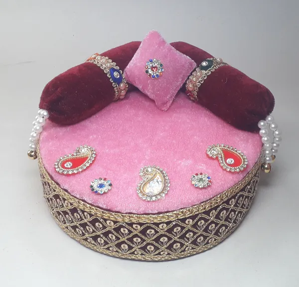 Pink__Wooden_Thakur_Ji_Singhasan_|_Premium_Silk_Eco-Friendly_and_Non-Toxic