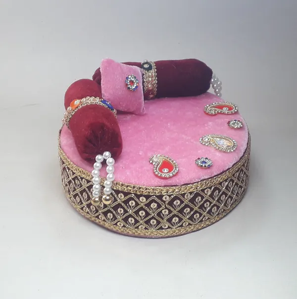 Pink__Wooden_Thakur_Ji_Singhasan_|_Premium_Silk_Eco-Friendly_and_Non-Toxic