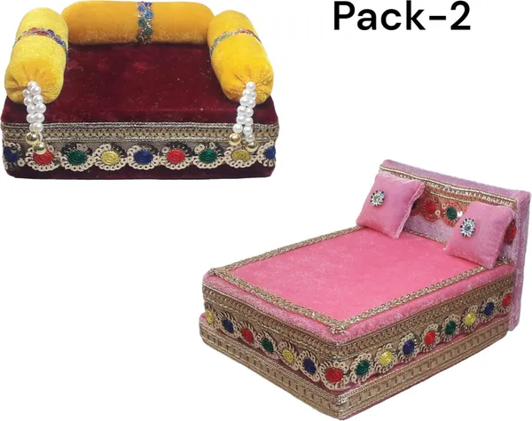 Pack_of_2_Pink_Wooden_Kanha_Singhasan_and_Bed_|_Premium_Silk_Bedding_for_Thakur_Ji