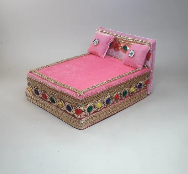 Pack_of_2_Pink_Wooden_Kanha_Singhasan_and_Bed_|_Premium_Silk_Bedding_for_Thakur_Ji
