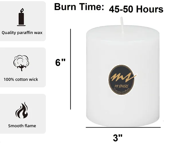 White_Lavender_Scented_Paraffin_Wax_Pillar_Candles_For_Meditation,_Spa