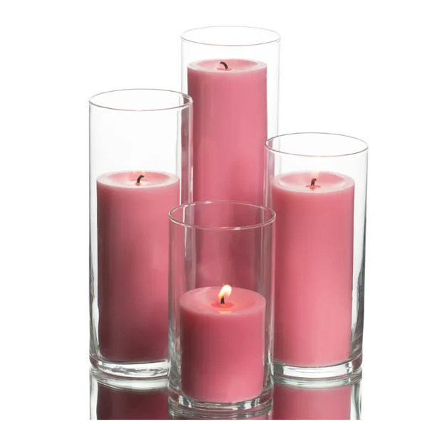 Pack_of_4_Pink_Chameli_Scented_Paraffin_Wax_Pillar_Candles_For_Meditation,_Spa