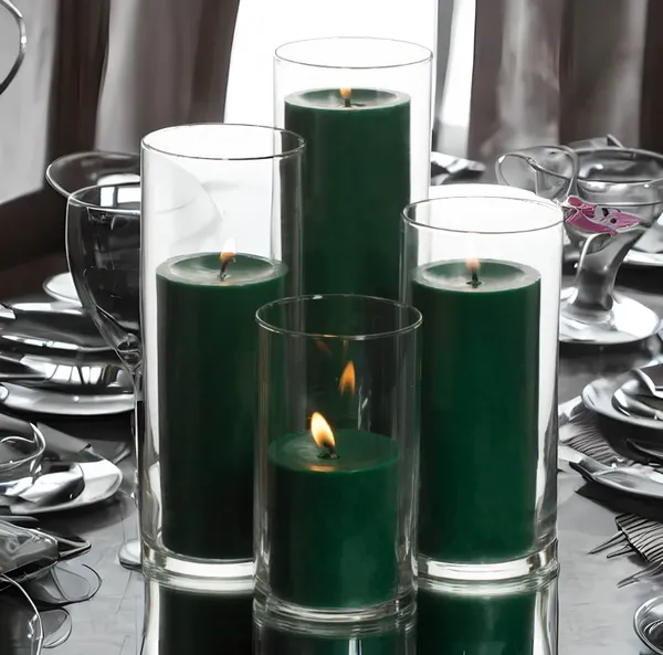 Pack_of_4_Green_Lemon_Grass_Scented_Paraffin_Wax_Pillar_Candles_For_Meditation,_Spa