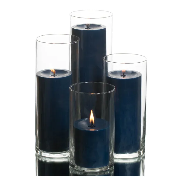 Pack_of_4_Navy_Blue_Mogra_Scented_Paraffin_Wax_Pillar_Candles_For_Meditation,_Spa
