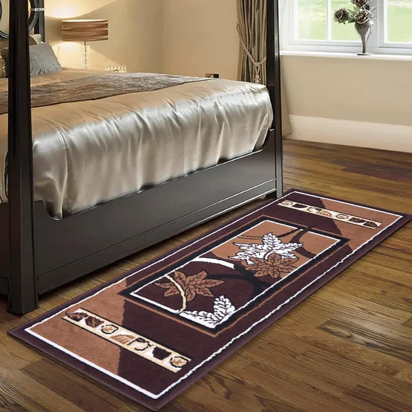 Brown_Handloom_Silk_Floral_Bedroom_Runner_For_Home_And_Decor