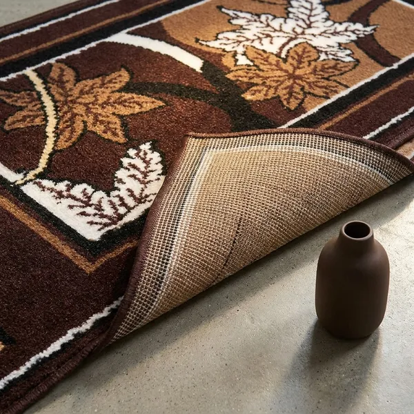 Brown_Handloom_Silk_Floral_Bedroom_Runner_For_Home_And_Decor