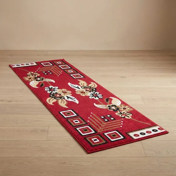 Red_Handloom_Silk_Floral_Bedroom_Runner_For_Home_And_Decor