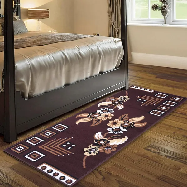 Brown_Handloom_Silk_Floral_Bed_Side_Runner_For_Home_And_Decor