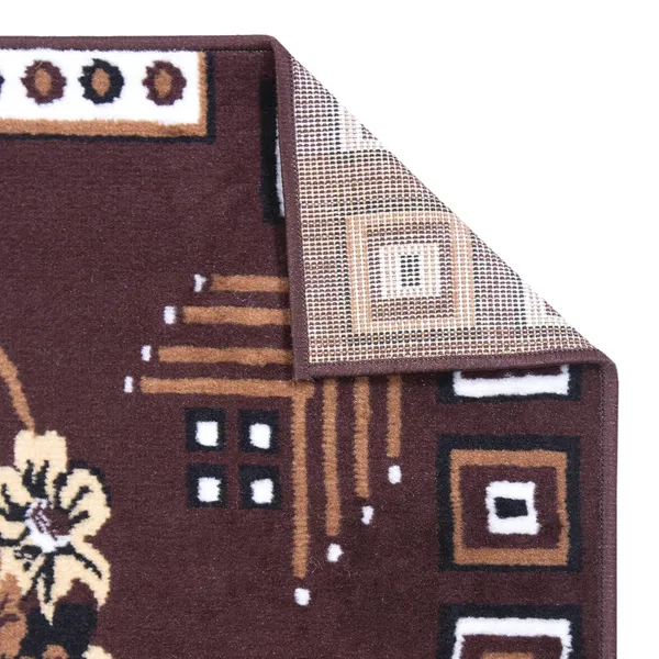 Brown_Handloom_Silk_Floral_Bed_Side_Runner_For_Home_And_Decor
