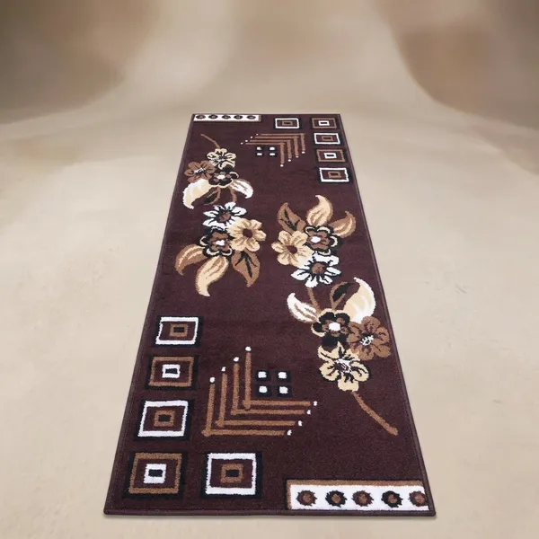 Brown_Handloom_Silk_Floral_Bed_Side_Runner_For_Home_And_Decor