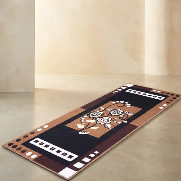 Brown_Floral_Bedroom_Runner_For_Home_And_Decor