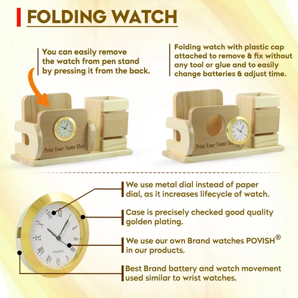 Personalised_Beige_Wooden_Desk_Nameplate_&_Mobile_Phone_Holder_With_Clock_For_Office