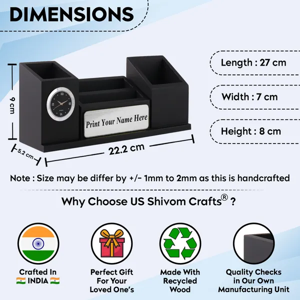 Personalised_Matt_Black_Wooden_Desk_Organizer_With_Clock_Mobile_Stand_Pen_Holder_Your_Name_Printed_For_Use_And_ize_Gift_For_Students,_Ca,_Doctors,_Advocate