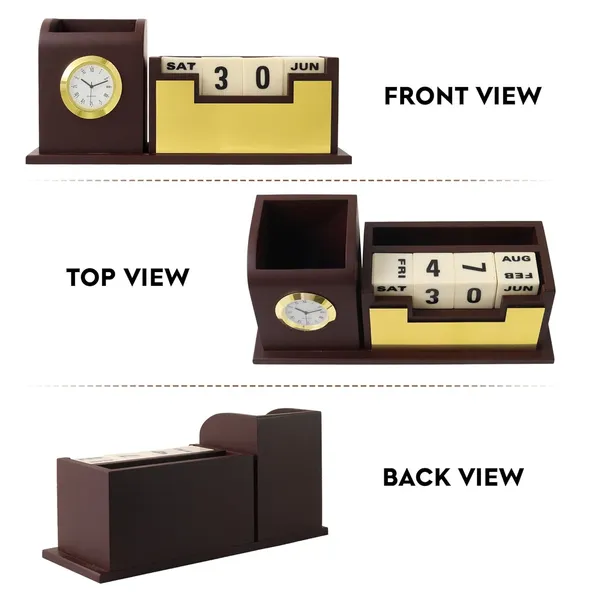 Personalised_Brown_Name_Printed,_Pen_Stand_For_Office_Table,_Desk_Organizer_With_Wooden_Calendar,_Pen_Stand,_Mobile_Holder_For_Home_And_Office