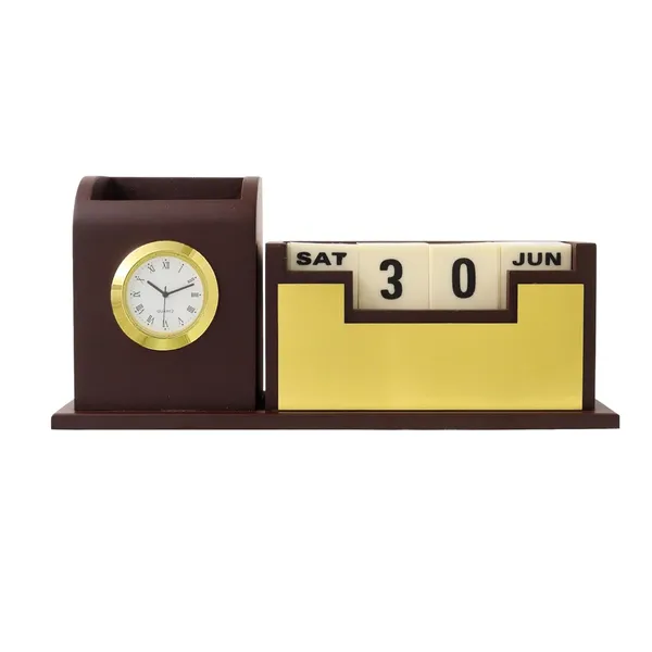 Personalised_Brown_Name_Printed,_Pen_Stand_For_Office_Table,_Desk_Organizer_With_Wooden_Calendar,_Pen_Stand,_Mobile_Holder_For_Home_And_Office