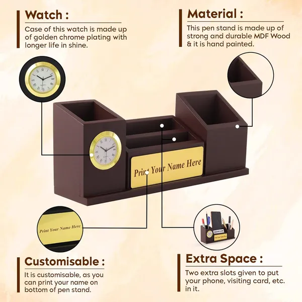 SHIVOM_CRAFTS_Wooden_Custom_Desk_Nameplate_Wooden_desk_organizer,_Hand_Made_with_Best_Brand_Watch_mobile,_Card,_Pen_holder_With_Your_Name_Printed_for_use_and_Customize_Gift_for_Loved_Ones_(Gold-Brown)