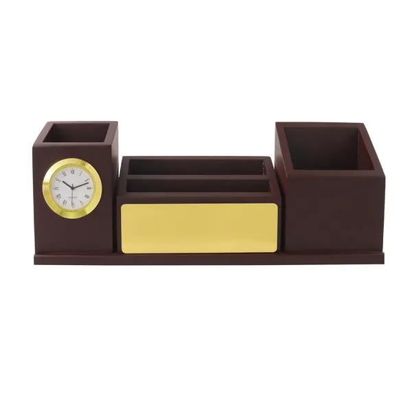 Personalised_Brown_Wooden_Desk_Organizer_With_Clock_Mobile_Stand_Pen_Holder_Your_Name_Printed_For_Students,_Ca,_Doctors,_Advocate