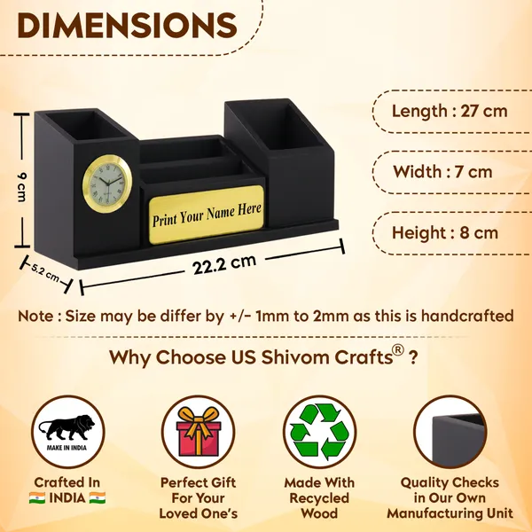 Personalised_Matt_Black_Wooden_Desk_Organizer_With_Clock_Mobile_Stand_Pen_Holder_Your_Name_Printed_For_Use_And_ize_Gift_For_Students,_Ca,_Doctors,_Advocate