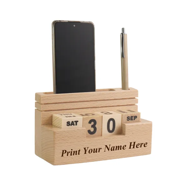 Personalised_Beige_Pen_Stand_For_Office_Table,_Wooden_Desk_Organizer_With_Calendar,Pen_Stand,_And_Visiting_Card_Holder_For_Home_And_Office