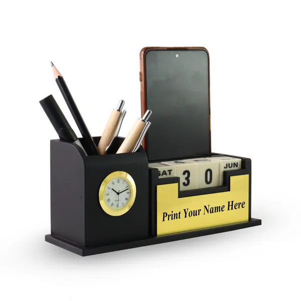 Personalised_Matt_Black_Wooden_Desk_Name_Plate_For_Outside_Office_Table,_Desk_Organizer_With_Wooden_Calendar,_Pen,_Mobile_Holder_For_Home_And_Office
