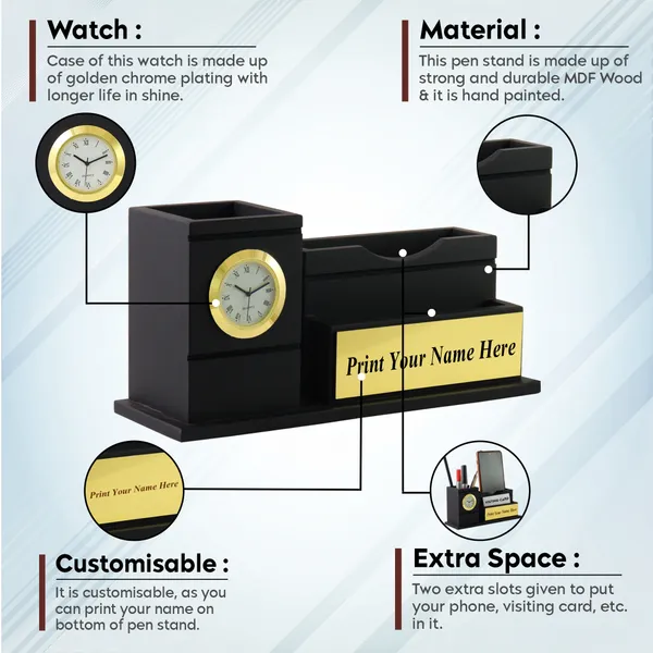 Personalised_Matt_Black_Wooden_Desk_Organizer_With_Clock,_Mobile_Holder,_Pen_Stand,_Visiting_Card_Holder
