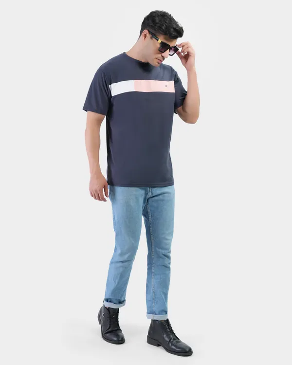 Grey_Cotton_Blend_Round_Neck_Regular_Fit_Solid_Western_Wear_Casual_T-Shirt
