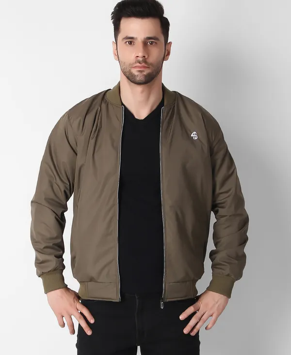 Olive_Green_Nylon_Regular_Fit_Men's_Windcheater_Jacket